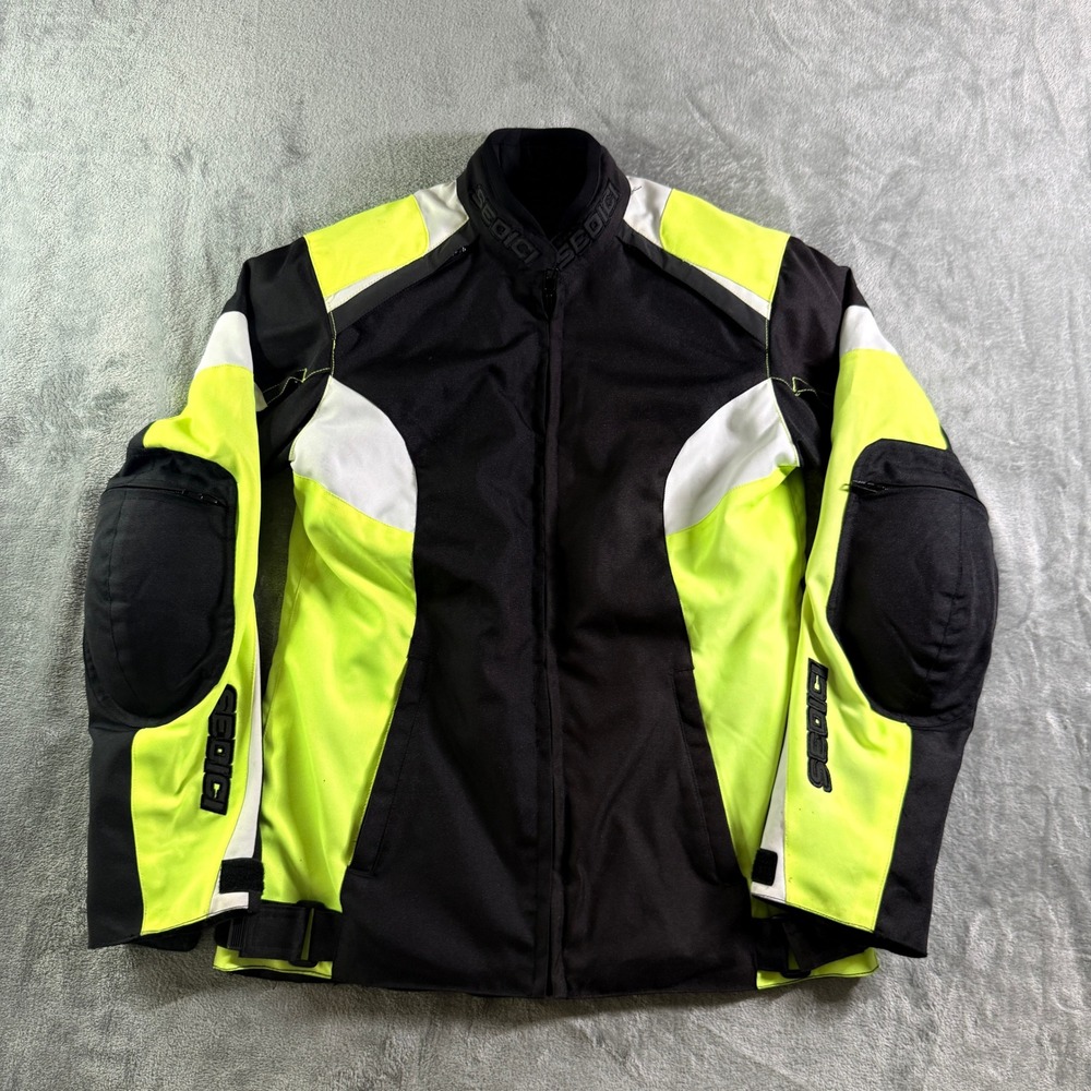 Sedici Motorcycle Jacket Hi-Viz Neon Yellow Black Armored Riding Gear Wom (read)